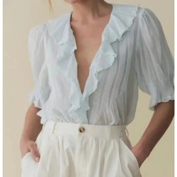 DOEN Henri Top in Alice Blue M - Picture 2 of 11